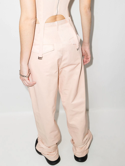 Shop Dion Lee Belted Flared Trousers In Pink