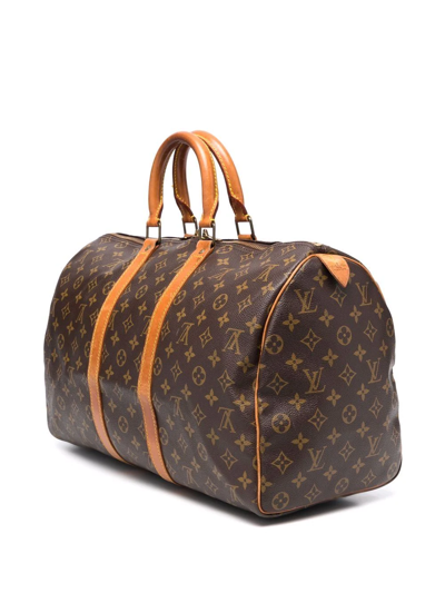 Louis Vuitton Brown Monogram Keepall 45 Bag w/Leather ID Tag – The Closet