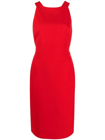 Shop Boutique Moschino Criss-cross Sleeveless Dress In Red