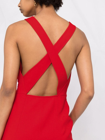 Shop Boutique Moschino Criss-cross Sleeveless Dress In Red