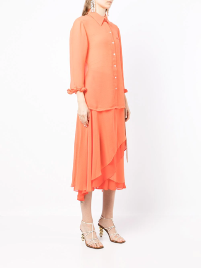 Shop Baruni Asymmetric Skirt Set In Orange