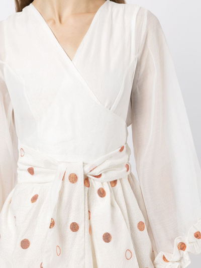 Baruni Polka Dot Pattern Evening Gown In White