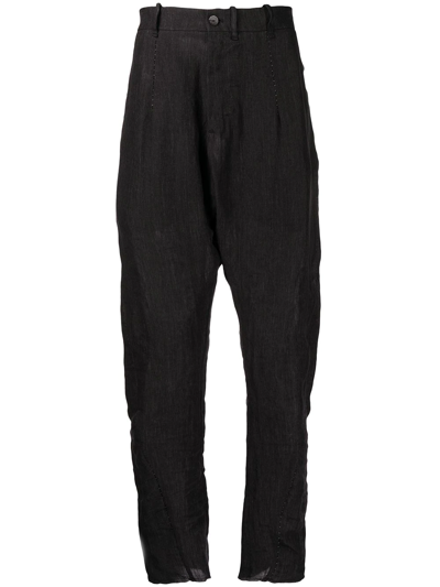 Shop Masnada High-waisted Linen Trousers In Black