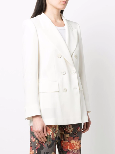 Shop Alberto Biani Double-breasted Fitted Blazer In White