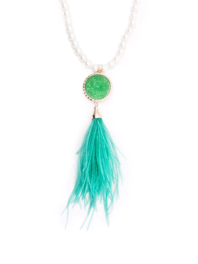 Cisco Romero Feather-detail Pendant Necklace In White