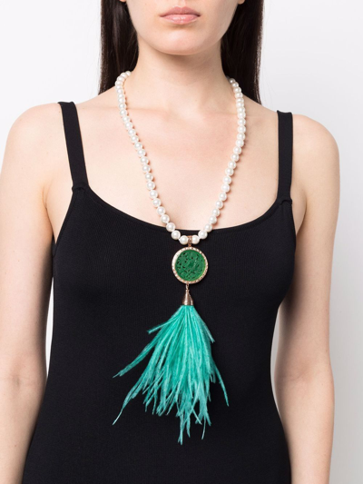 Cisco Romero Feather-detail Pendant Necklace In White