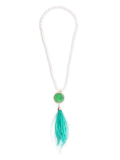 Cisco Romero Feather-detail Pendant Necklace In White