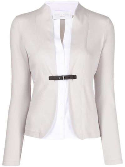 Shop Fabiana Filippi Tailored Collarless Jacket In Grey