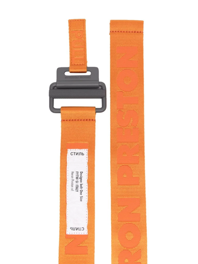 Shop Heron Preston Logo-detail Buckle Belt In Orange