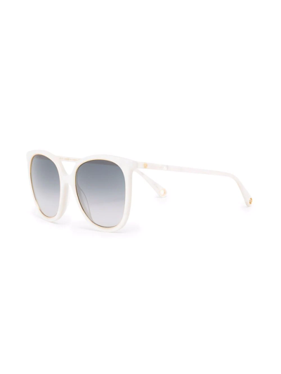 Shop Gucci Round-frame Chain Sunglasses In White