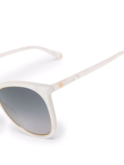 Shop Gucci Round-frame Chain Sunglasses In White