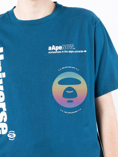 Shop Aape By A Bathing Ape Logo-print Short-sleeved T-shirt In Blue