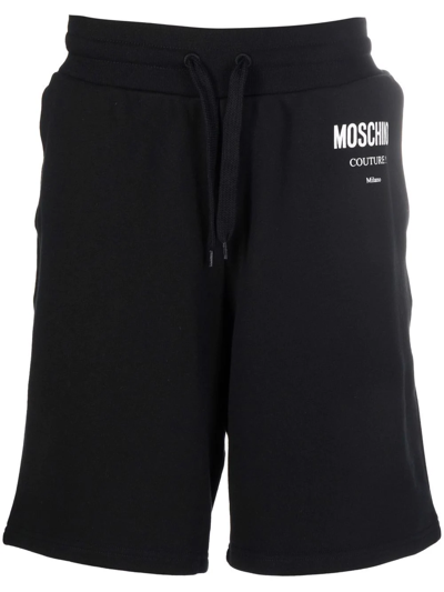 Shop Moschino Logo Organic Cotton Shorts In Black