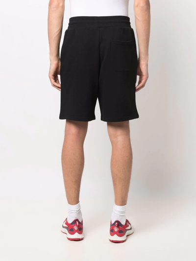 Shop Moschino Logo Organic Cotton Shorts In Black