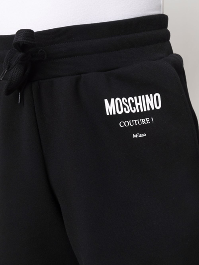 Shop Moschino Logo Organic Cotton Shorts In Black