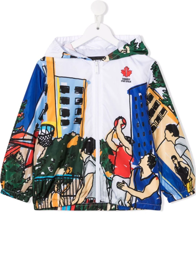 Dsquared2 Teen Sports-illustration Pullover Hoodie In White