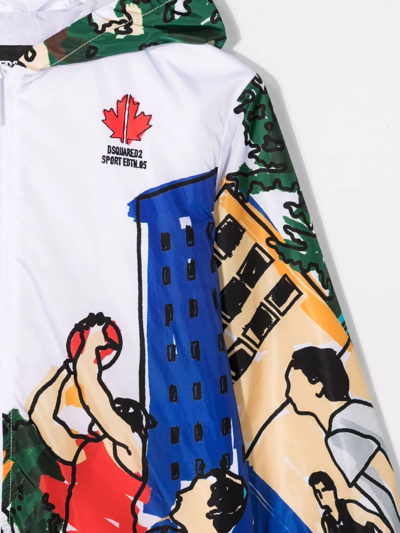 Dsquared2 Teen Sports-illustration Pullover Hoodie In White