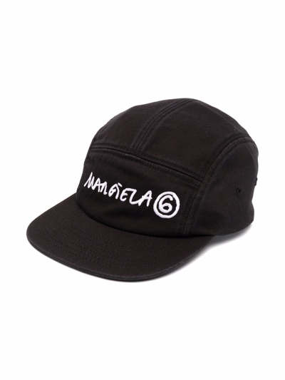 Shop Mm6 Maison Margiela Embroidered Logo Baseball Cap In Black