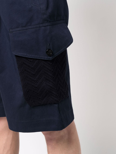 Shop Missoni Knitted-pocket Cargo Shorts In Blue