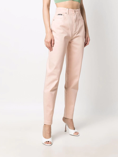 Dolce & Gabbana Tapered High-waisted Trousers In Neutrals