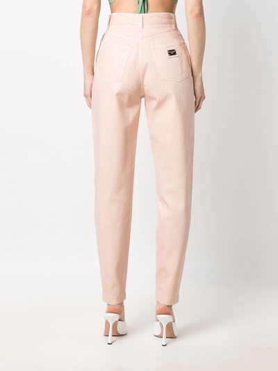 Dolce & Gabbana Tapered High-waisted Trousers In Neutrals