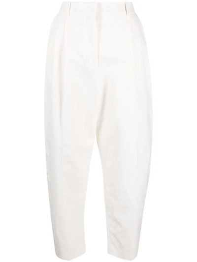 Shop Stella Mccartney Tapered Cropped Trousers In White