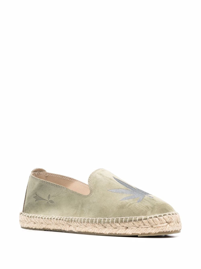Shop Manebi Palm Springs Embroidered Espadrilles In Green