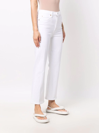 Shop Re/done High-waisted Straight Leg Jeans In White