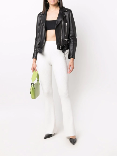 罗纹高腰喇叭裤