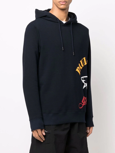 Paul & Shark Oversized Logo-print Hoodie In Blue
