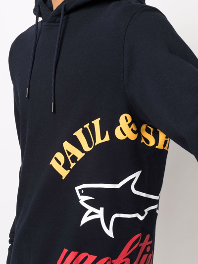 Paul & Shark Oversized Logo-print Hoodie In Blue