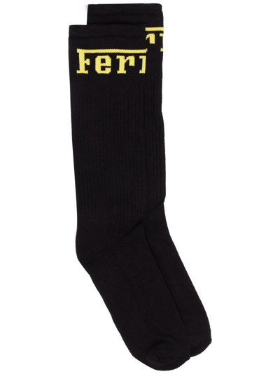 Shop Ferrari Logo-knit Socks In Black