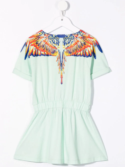 Marcelo Burlon County Of Milan Wings-print Elasticated Waistband Dress In Green