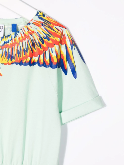 Marcelo Burlon County Of Milan Wings-print Elasticated Waistband Dress In Green