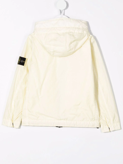 Shop Stone Island Junior Logo-patch Zip-up Hooded Jacket In Yellow