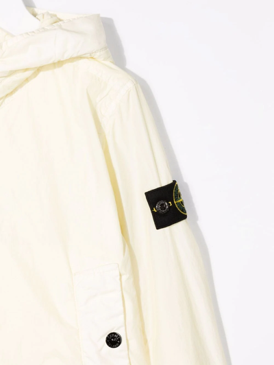 Shop Stone Island Junior Logo-patch Zip-up Hooded Jacket In Yellow