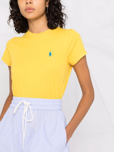 Shop Polo Ralph Lauren Polo Pony-embroidered T-shirt In Yellow
