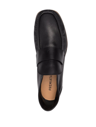 Shop Premiata Ankle Leather Loafers In Black