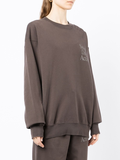 7 Days Active Monday Logo-print Organic-cotton Sweatshirt In Brown