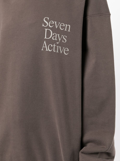 7 Days Active Monday Logo-print Organic-cotton Sweatshirt In Brown