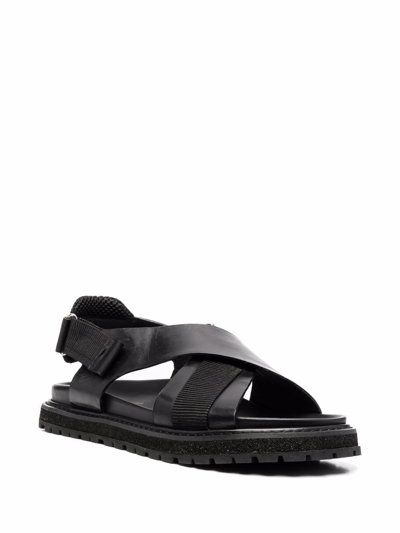 Shop Premiata Crossover-strap Leather Sandals In Black