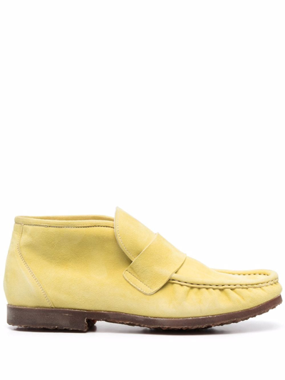 Shop Premiata Suede Ankle-length Loafers In Yellow