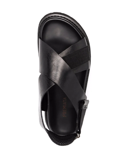 Shop Premiata Crossover-strap Leather Sandals In Black