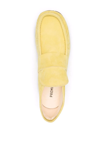 Shop Premiata Suede Ankle-length Loafers In Yellow