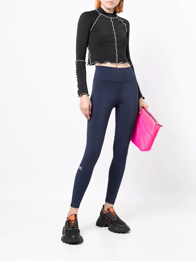 7 Days Active Tko Navy Logo Leggings In Blue