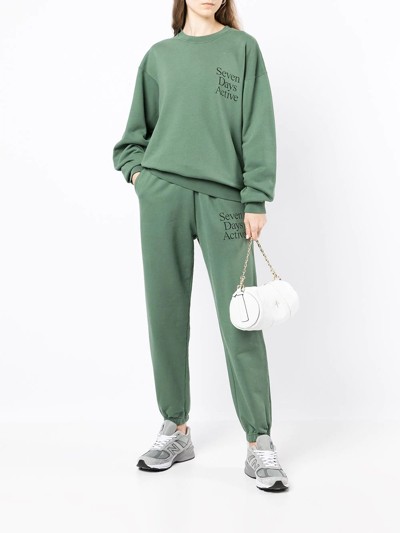 7 Days Active Logo-print Track Pants In Green