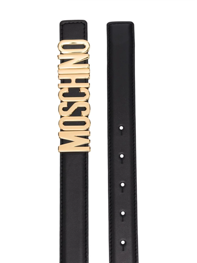 Shop Moschino Logo-buckle Belt In Black