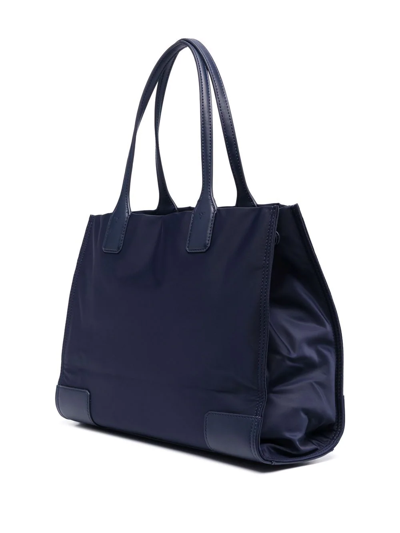 Tory Burch 'ella Small' Blue Tote Bag With Tonal Logo Detail In Blue