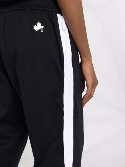 Shop Dsquared2 Maple Leaf Zip-detail Track Pants In Black