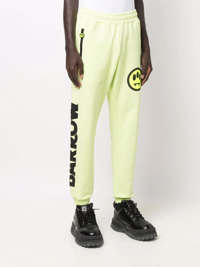 Shop Barrow Logo-print Cotton Track Pants In Green